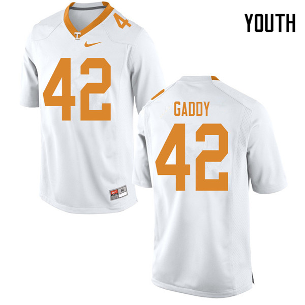 Youth #42 Nyles Gaddy Tennessee Volunteers College Football Jerseys Sale-White